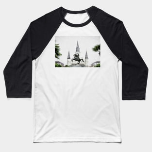 Andrew Jackson Statue and St Louis Cathedral New Orleans Baseball T-Shirt